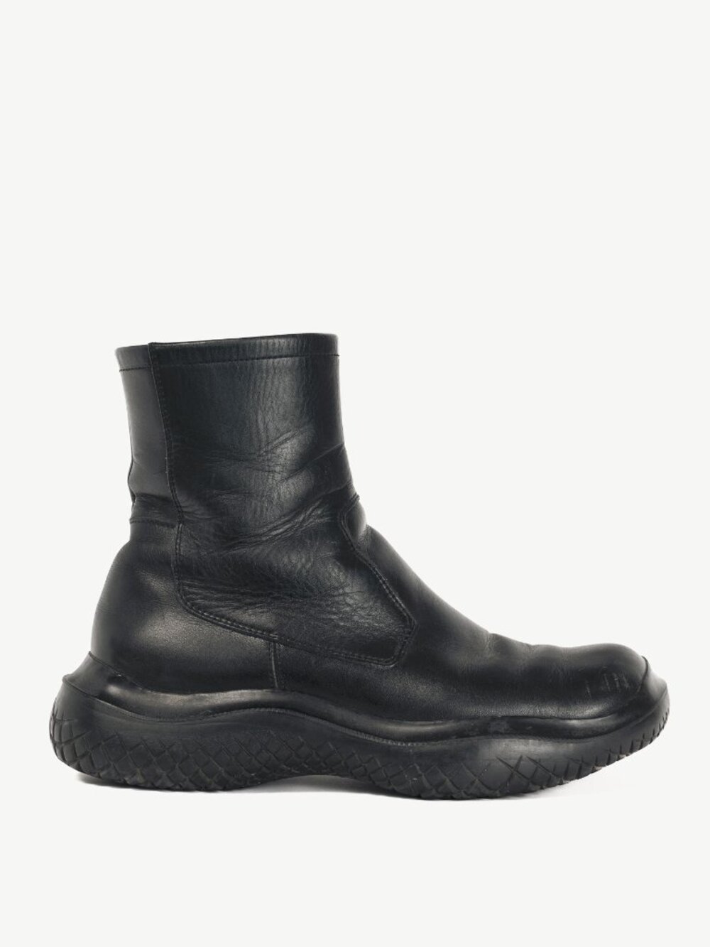 Prada Sport Black Leather Square-Toe Ankle Boots